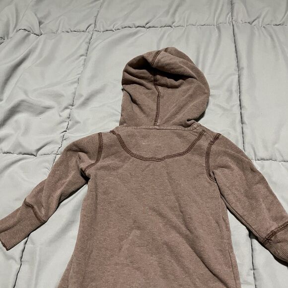 Vintage OshKosh B Gosh Brown Full Zip Hooded Romper One Piece Jumpsuit Size 12M - Picture 9 of 10